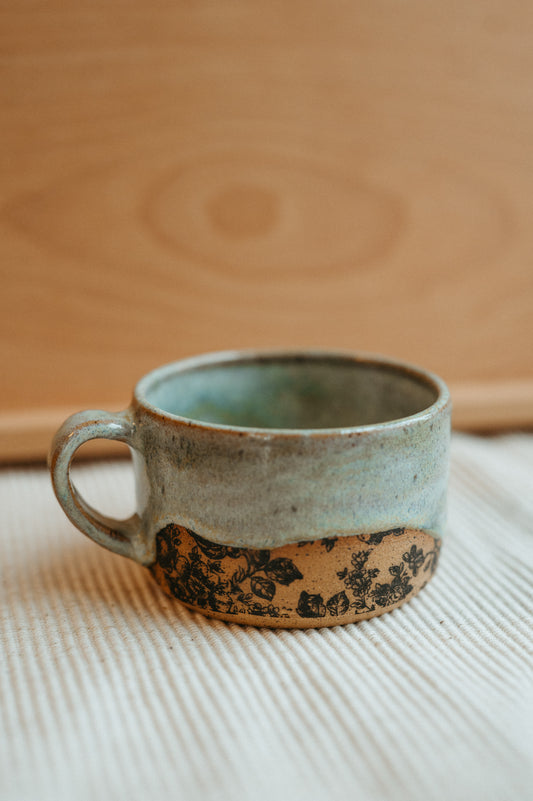 seafoam floral mug